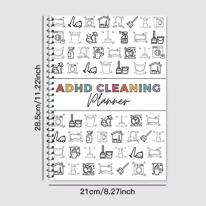 ADHD-Friendly Cleaning Planner – Color-Coded Agenda with Illustrated Sections