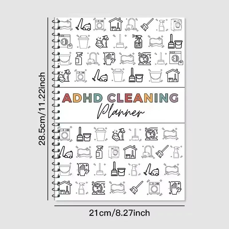 ADHD-Friendly Cleaning Planner – Color-Coded Agenda with Illustrated Sections